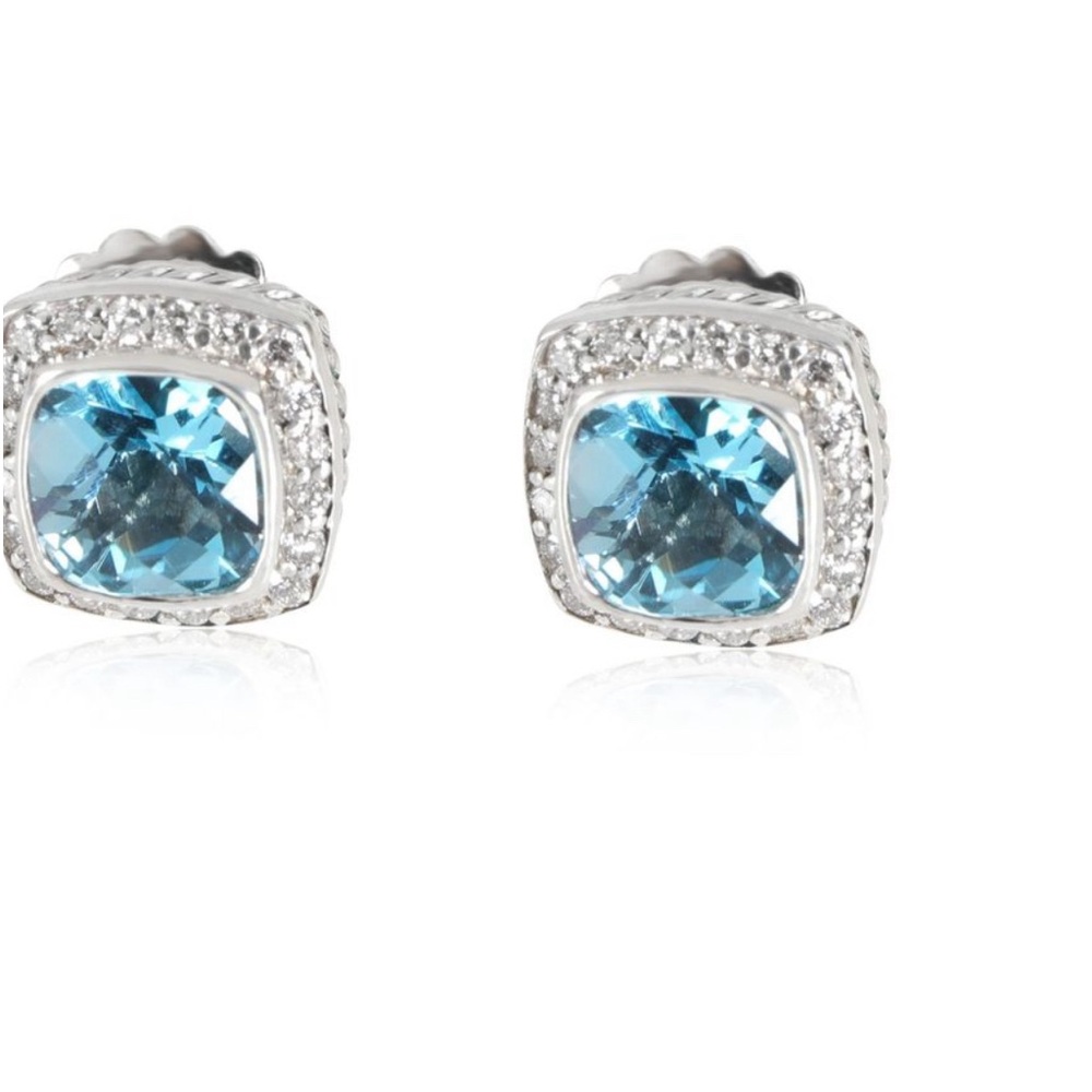 David Yurman Albion Stud Earrings with Blue Topaz and Pavé Diamonds